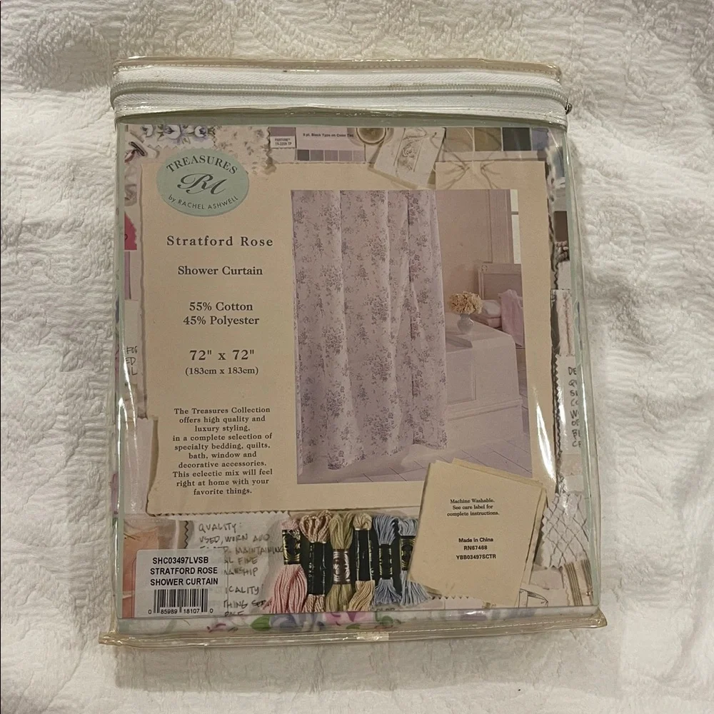 NWT TREASURES BY RACHEL ASHWELL SHOWER CURTAIN STRATFORD ROSE PRINT